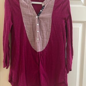 Meadow Rue Red Button Down Shirt Long Sleeve